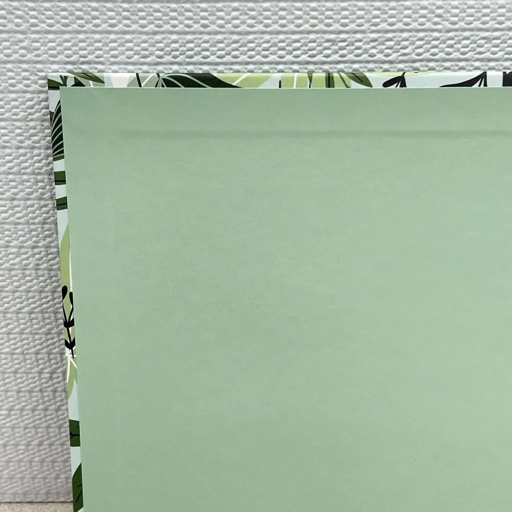 BLESSED Lined Hardcover Journal Notebook Green Gold Leaf Allover Print